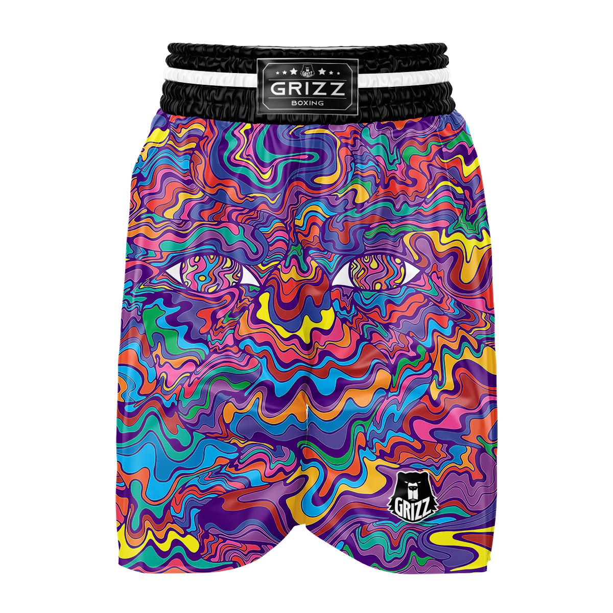 Rave Trippy Print Boxing Shorts-grizzshop
