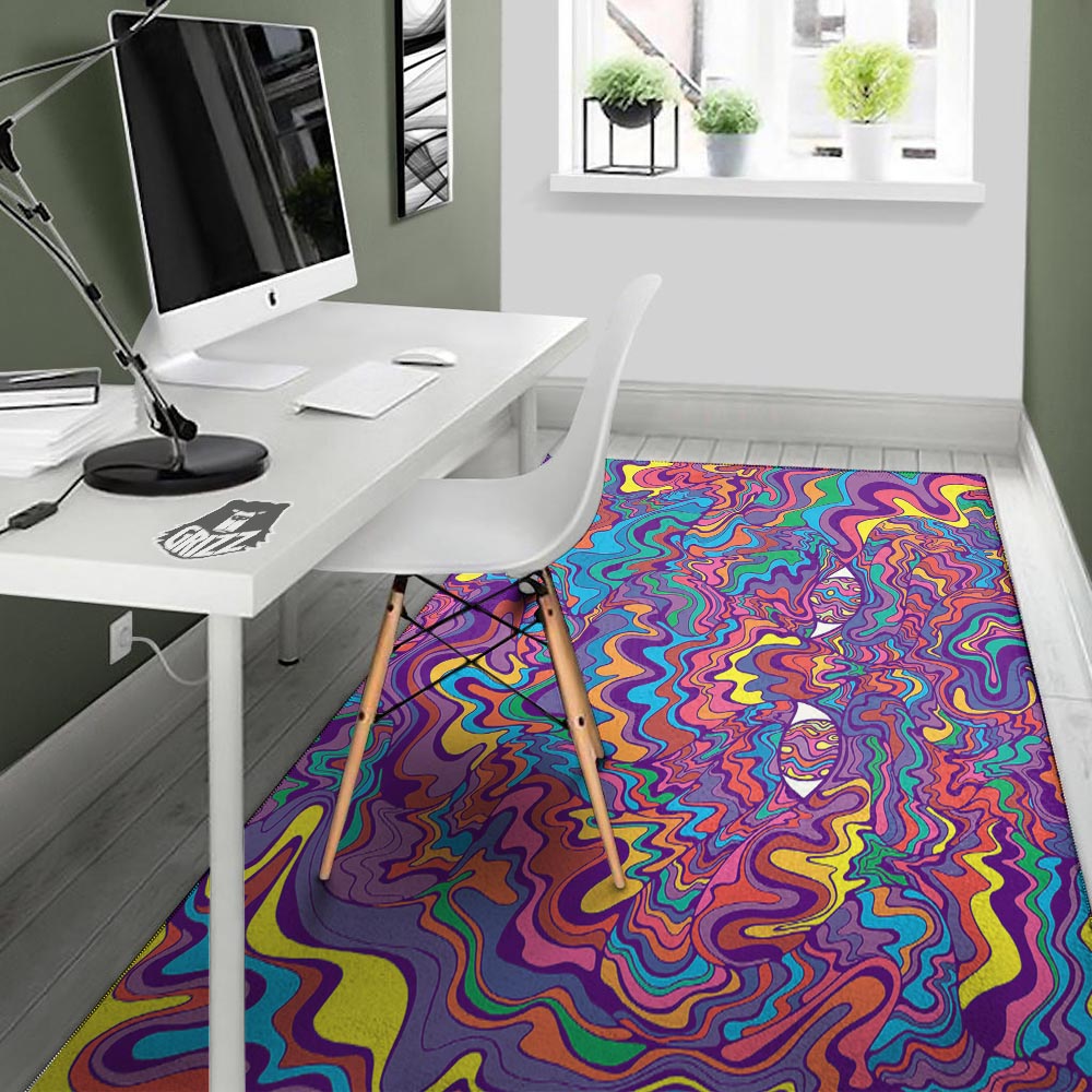 Rave Trippy Print Floor Mat-grizzshop