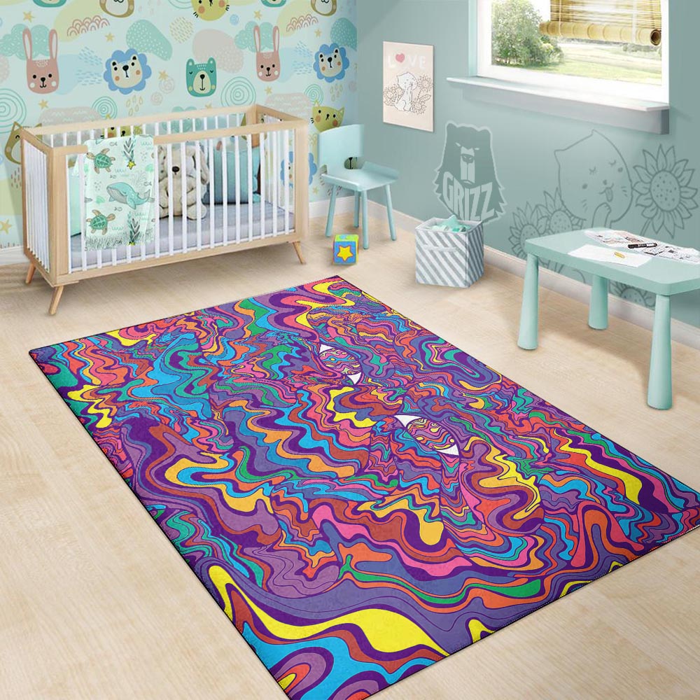 Rave Trippy Print Floor Mat-grizzshop