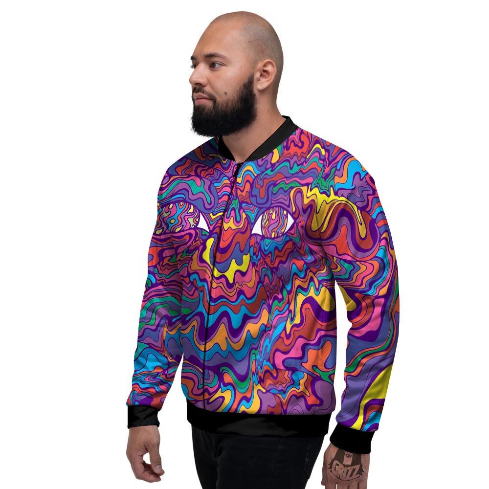 Rave Trippy Print Men's Bomber Jacket-grizzshop