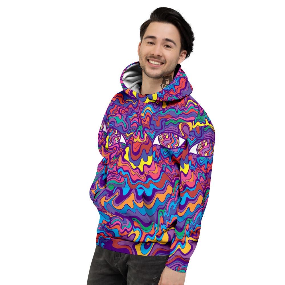 Rave Trippy Print Men's Hoodie-grizzshop