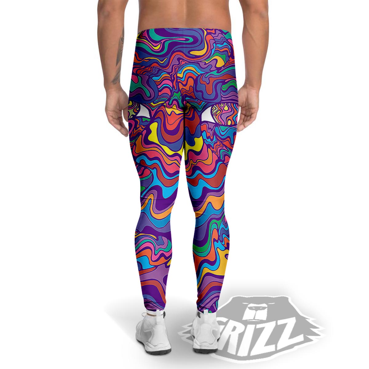 Rave Trippy Print Men's Leggings-grizzshop