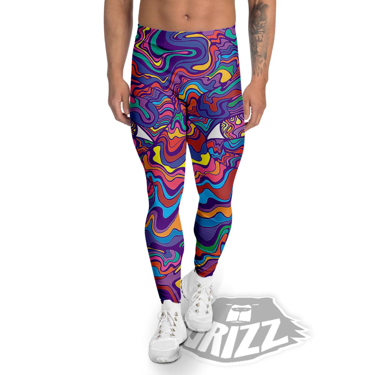Rave Trippy Print Men's Leggings-grizzshop
