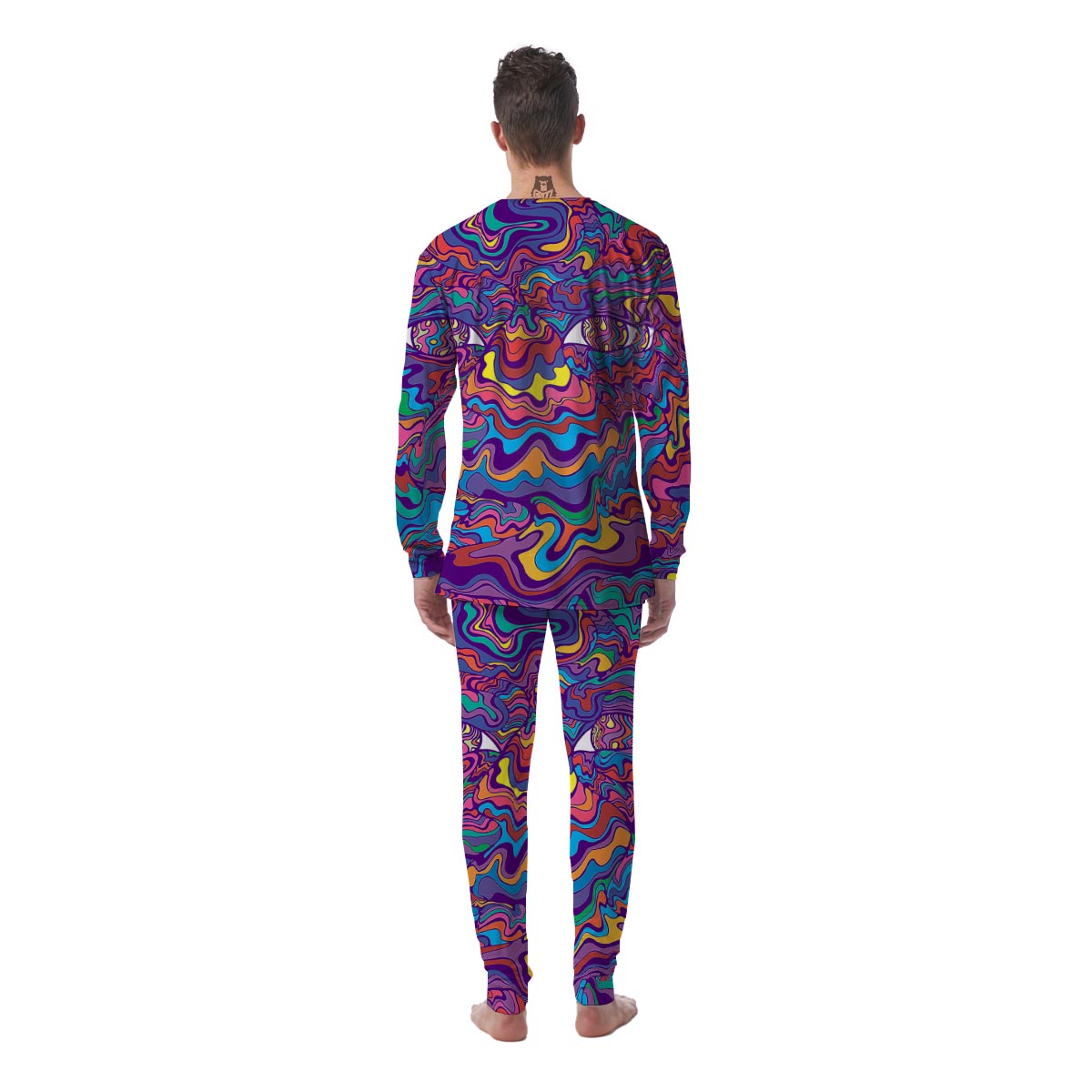 Rave Trippy Print Men's Pajamas-grizzshop