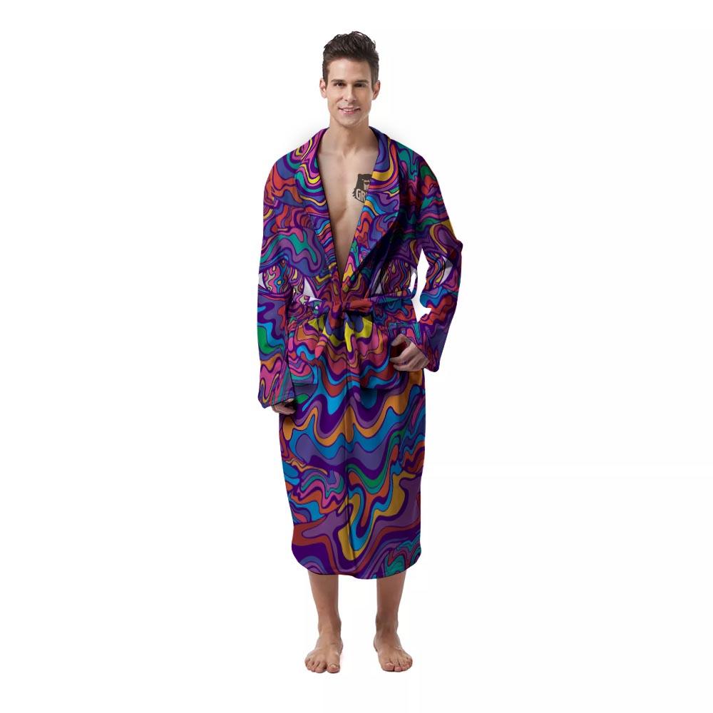 Rave Trippy Print Men's Robe-grizzshop