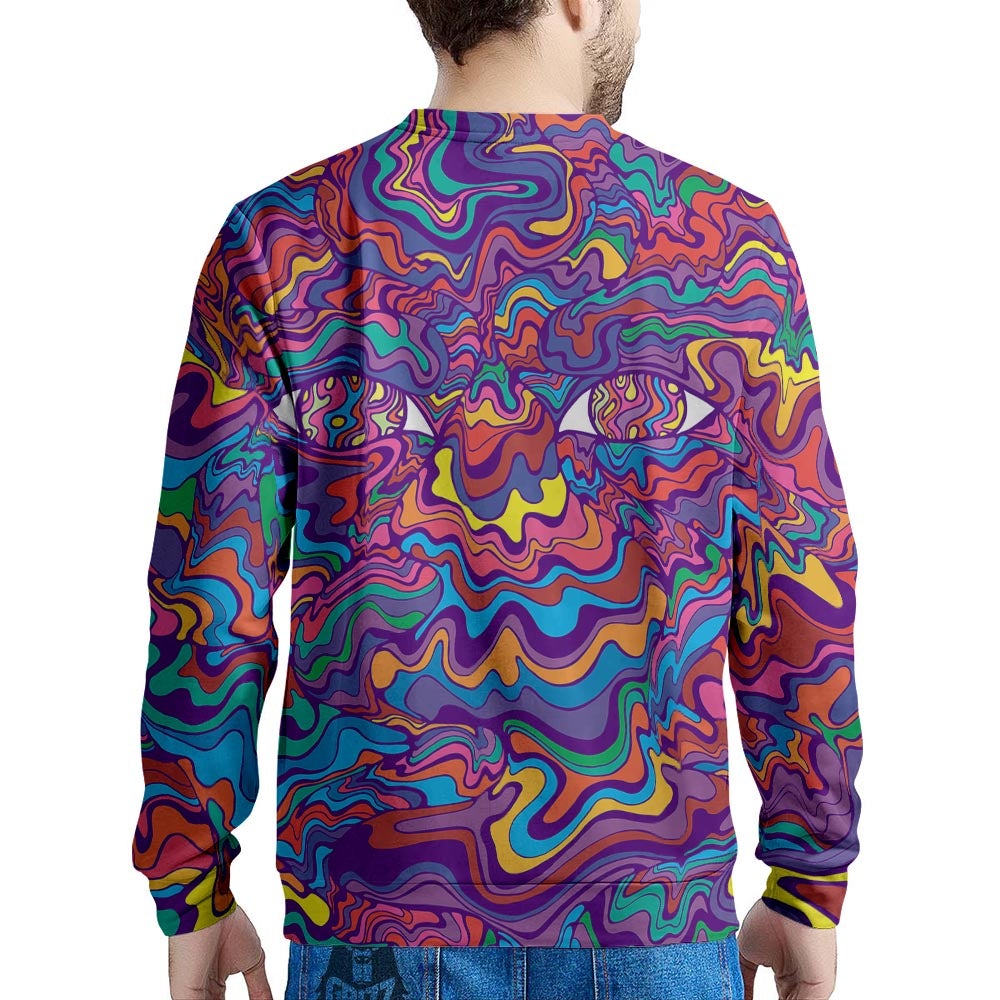 Rave Trippy Print Men's Sweatshirt-grizzshop