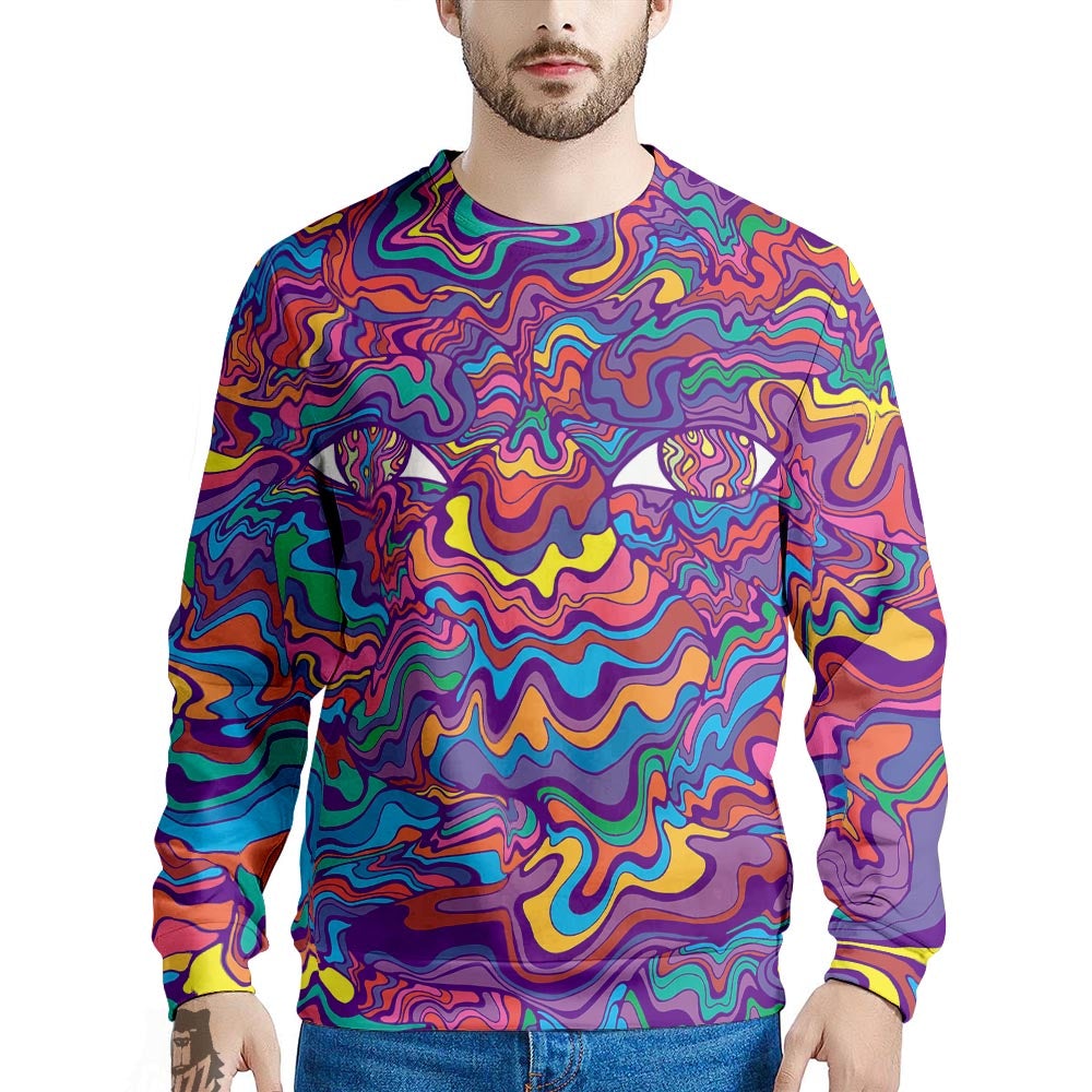 Rave Trippy Print Men's Sweatshirt-grizzshop