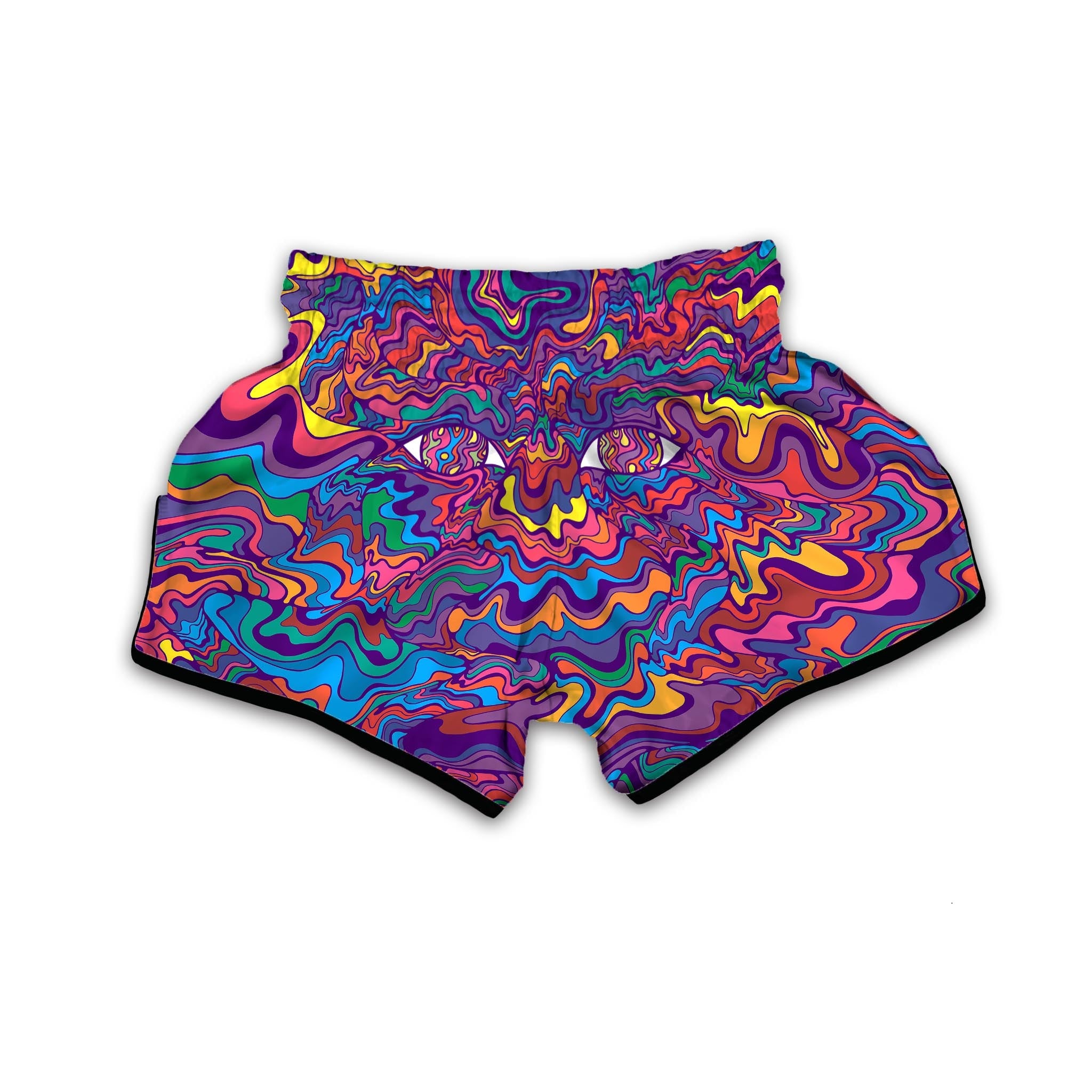 Rave Trippy Print Muay Thai Boxing Shorts-grizzshop