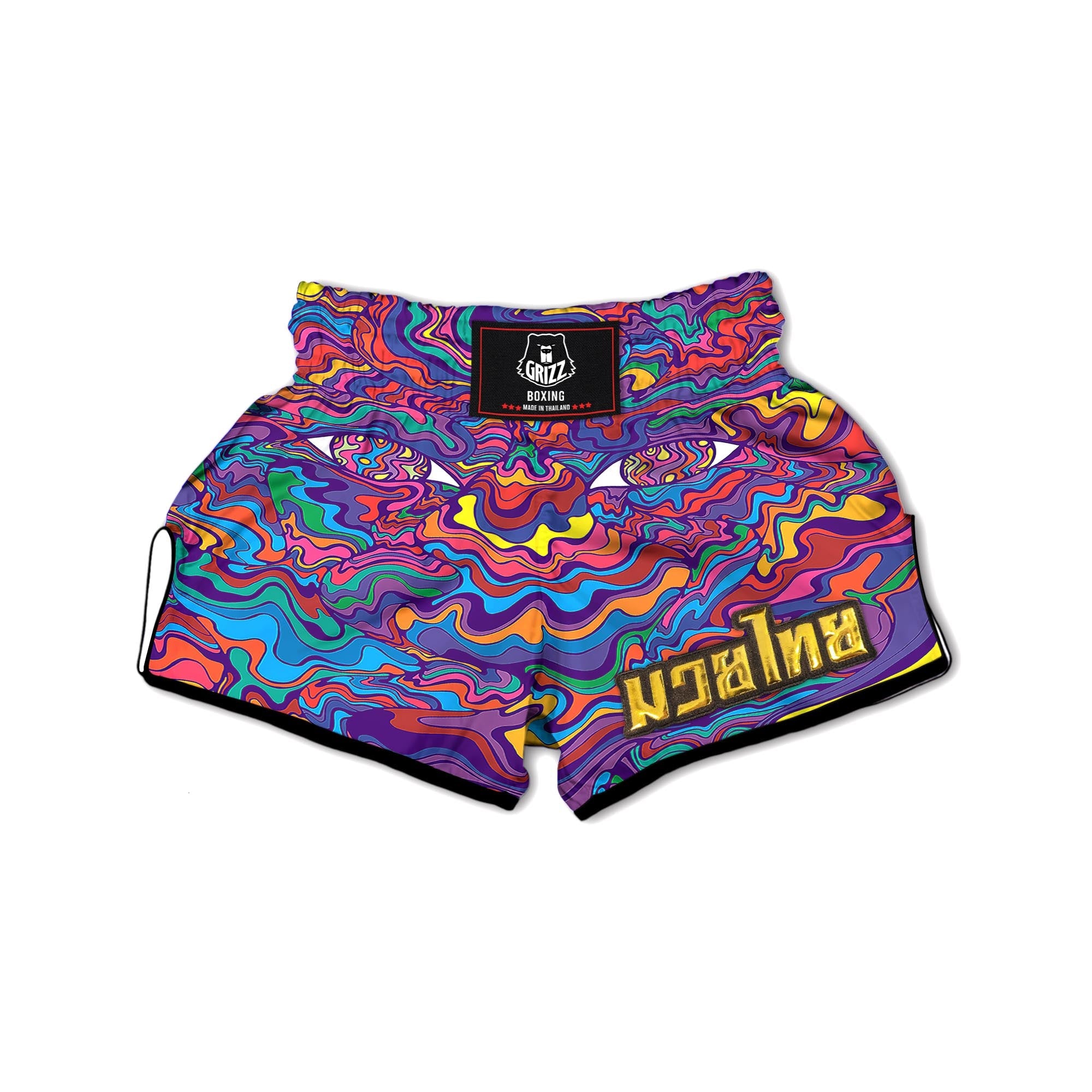 Rave Trippy Print Muay Thai Boxing Shorts-grizzshop