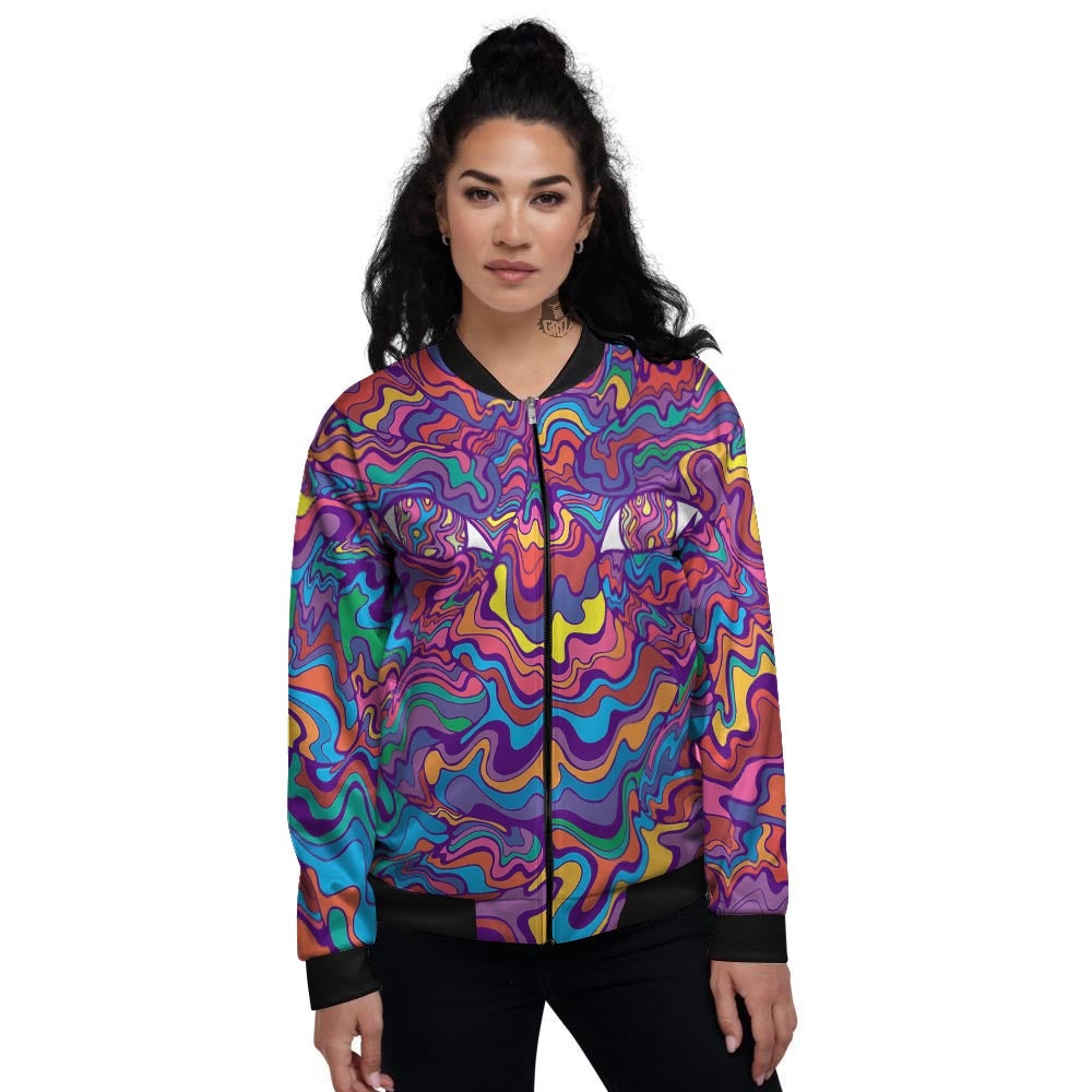 Rave Trippy Print Women's Bomber Jacket-grizzshop