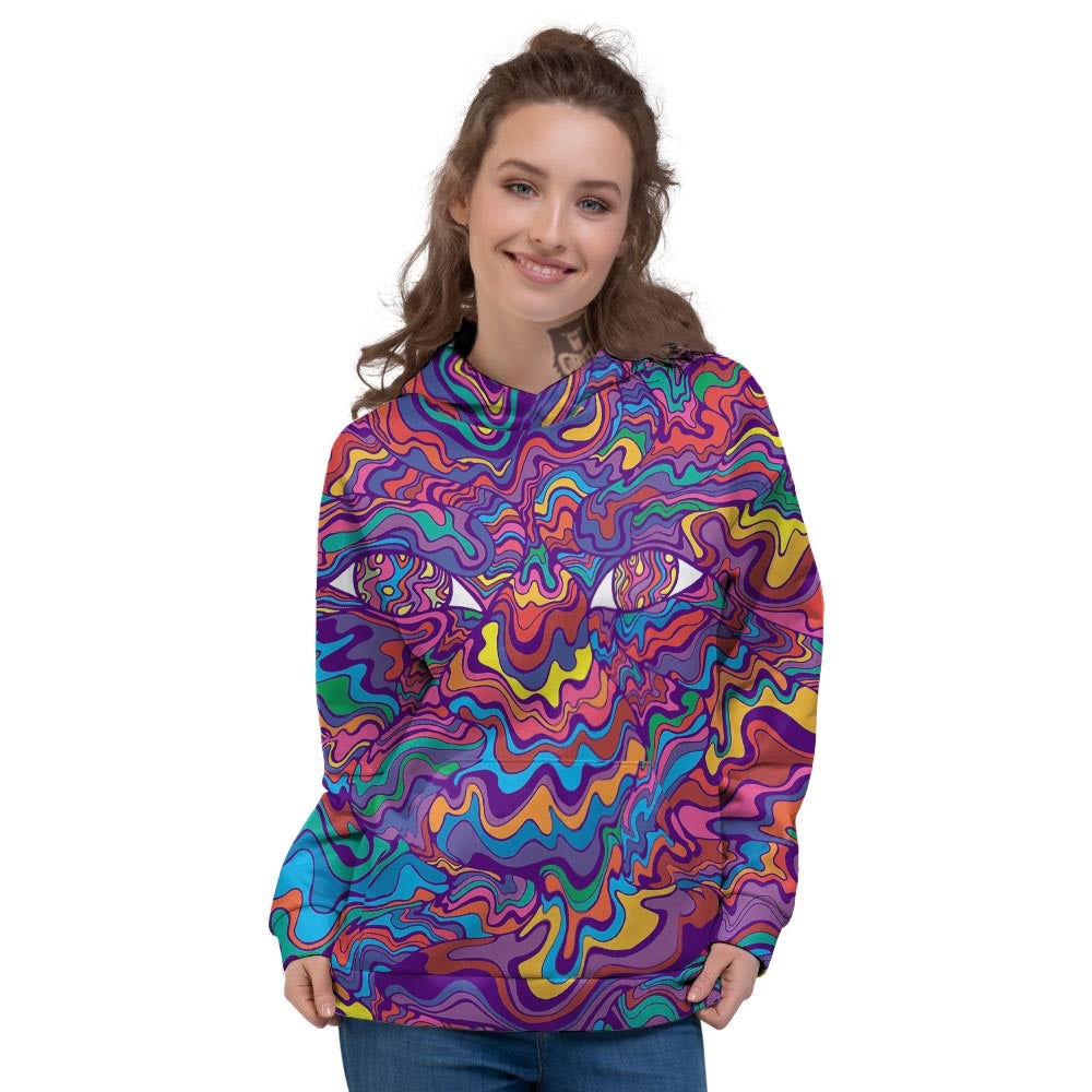 Rave Trippy Print Women's Hoodie-grizzshop