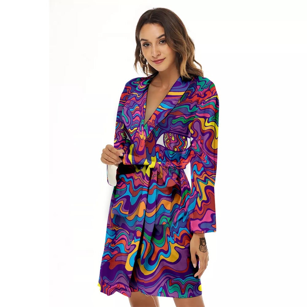 Rave Trippy Print Women's Robe-grizzshop