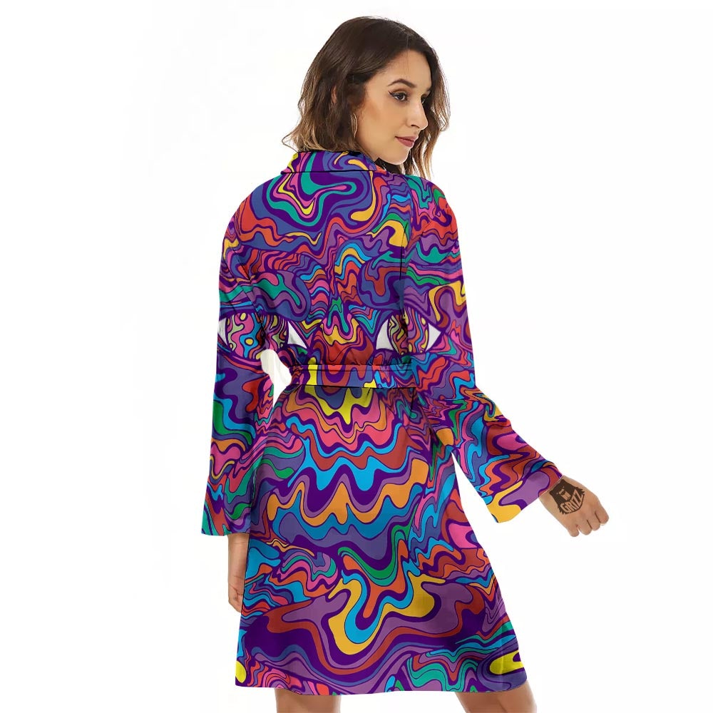 Rave Trippy Print Women's Robe-grizzshop