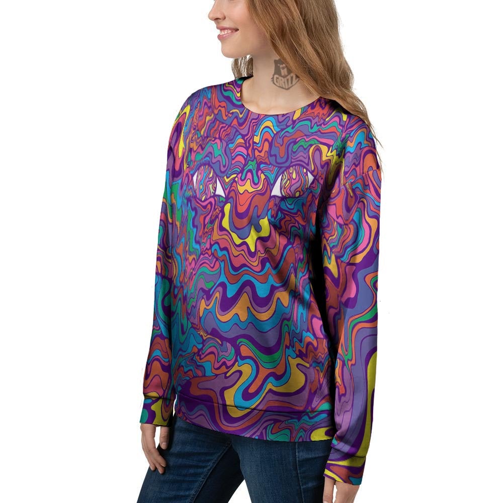 Rave Trippy Print Women's Sweatshirt-grizzshop