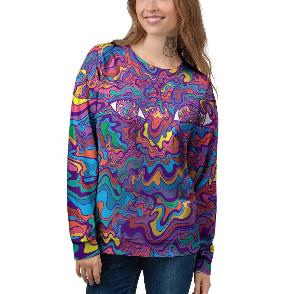 Rave Trippy Print Women's Sweatshirt-grizzshop