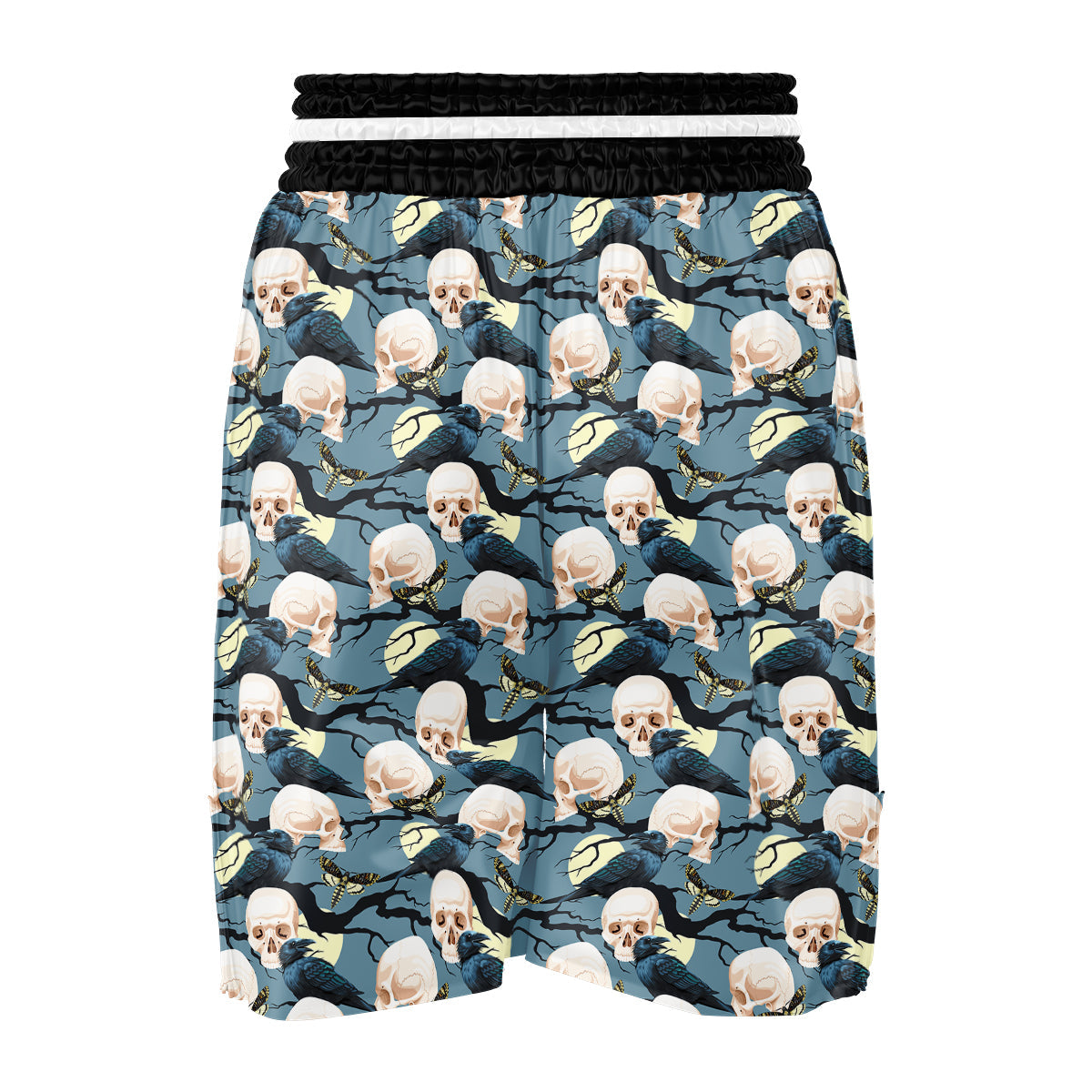 Raven Skull Print Pattern Boxing Shorts-grizzshop