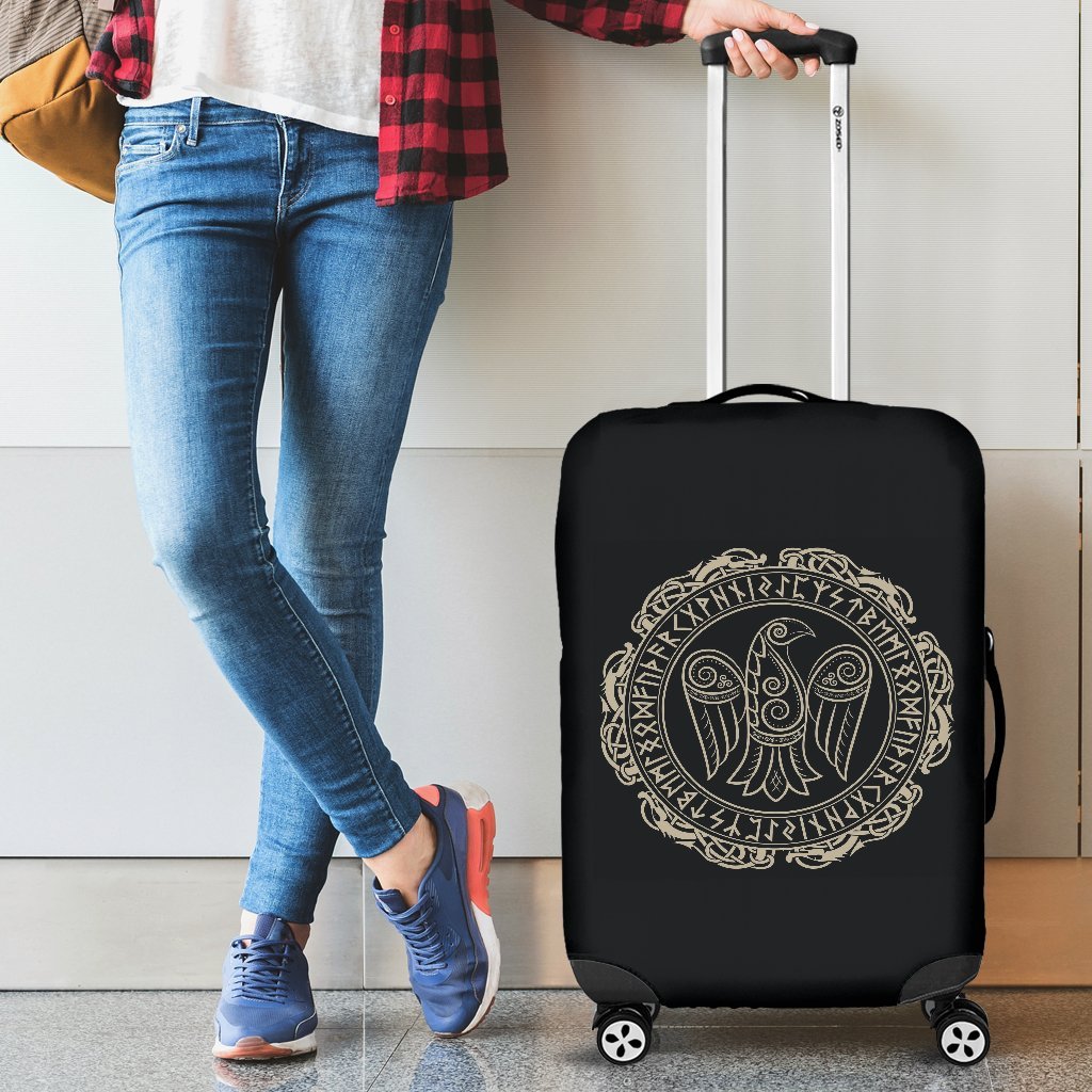 Raven Viking Odin Sword Print Luggage Cover Protector-grizzshop