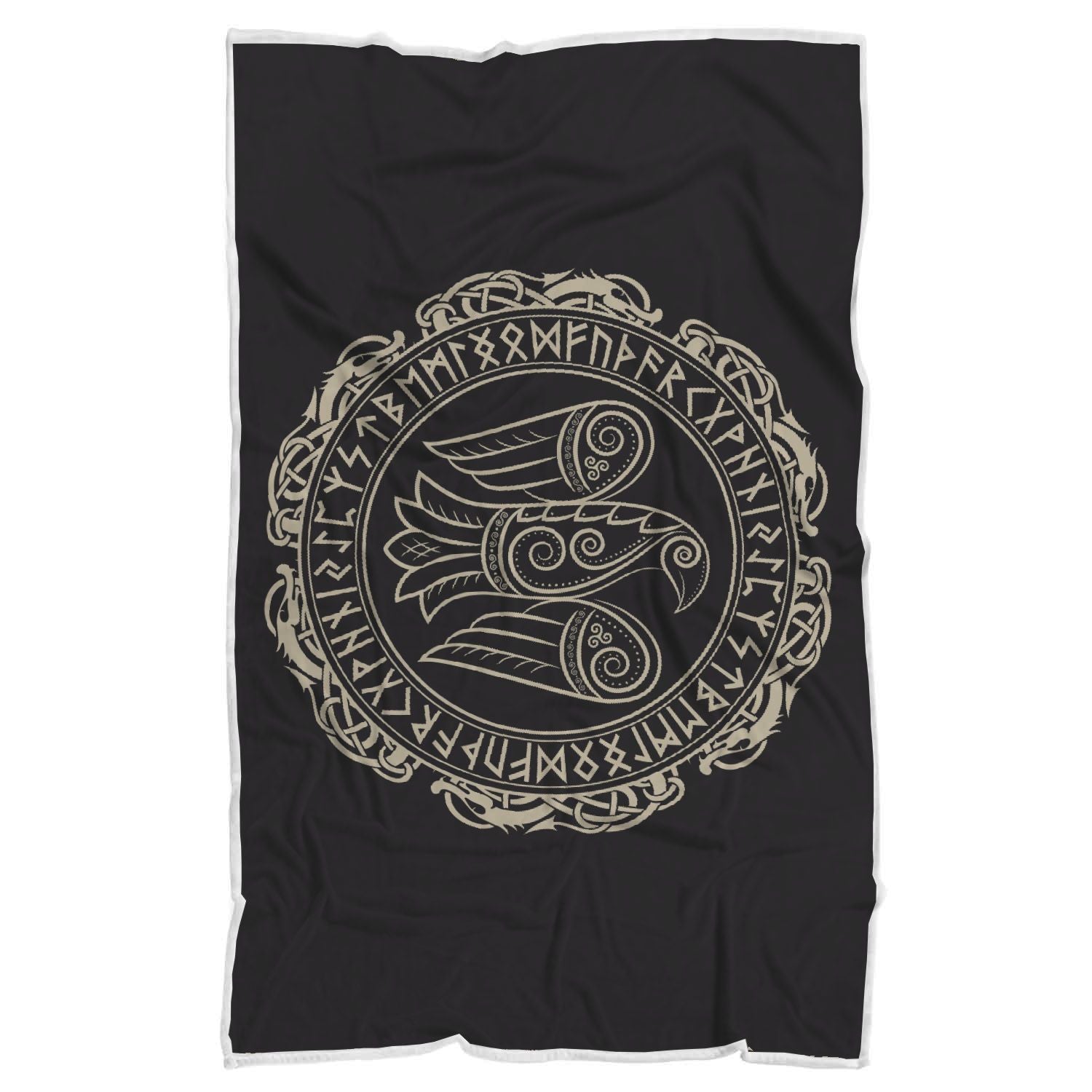 Raven Viking Odin Sword Print Throw Blanket-grizzshop