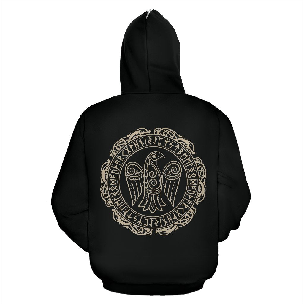 Raven Viking Odin Sword Print Women Men Pullover Hoodie-grizzshop