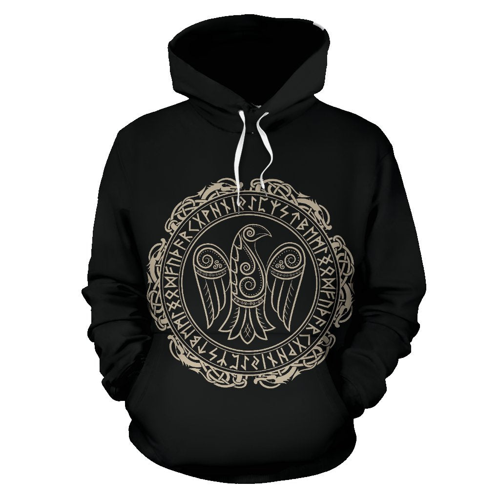 Raven Viking Odin Sword Print Women Men Pullover Hoodie-grizzshop