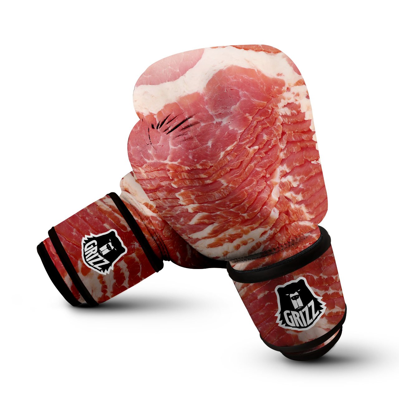 Raw Bacon Print Boxing Gloves-grizzshop