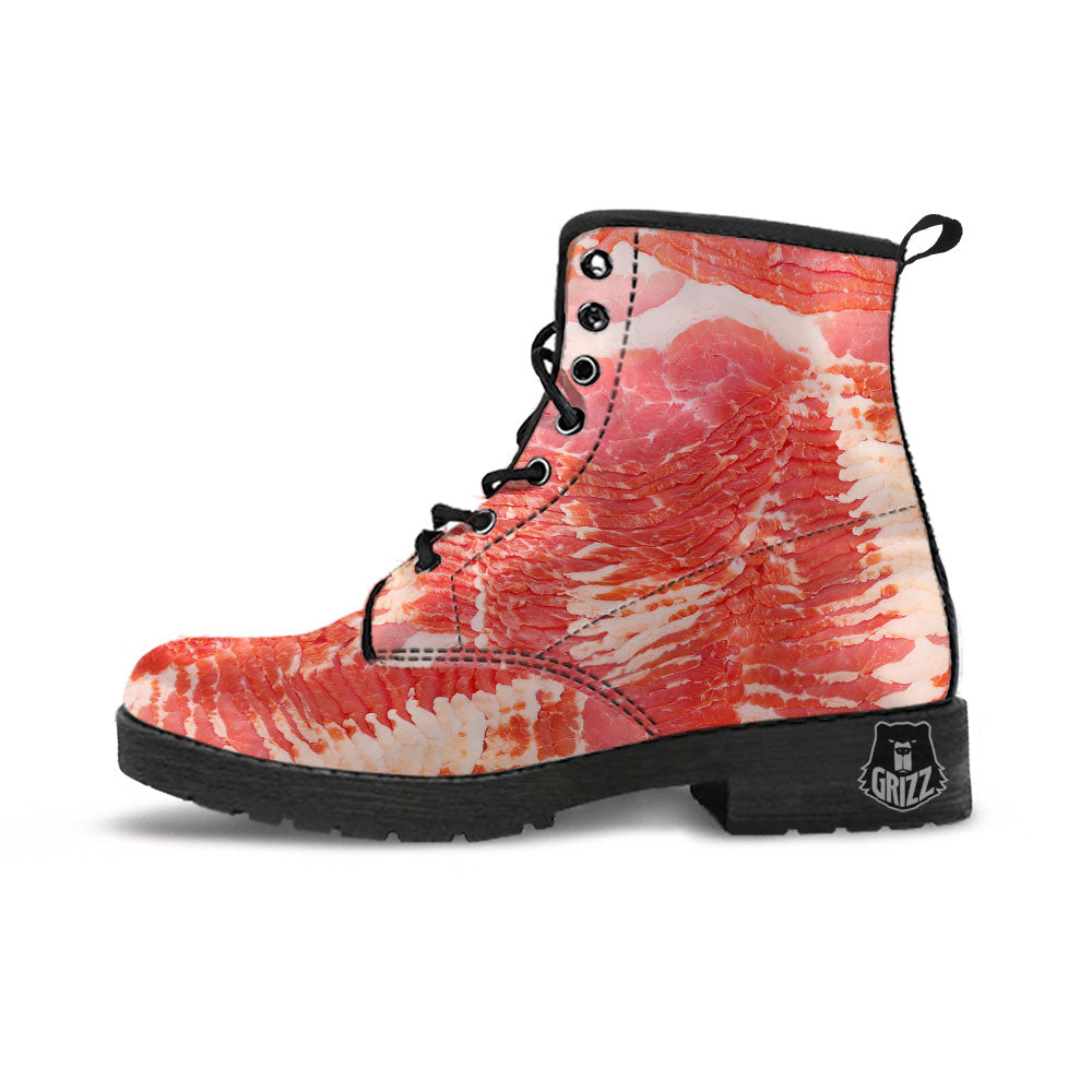 Raw Bacon Print Leather Boots-grizzshop