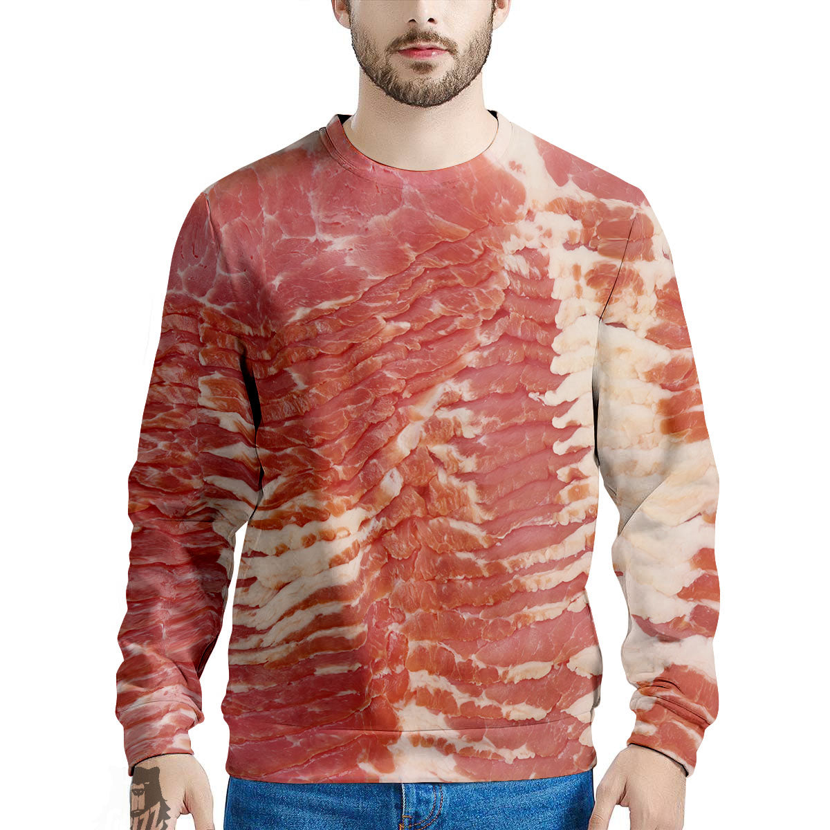 Raw Bacon Print Men's Sweatshirt-grizzshop