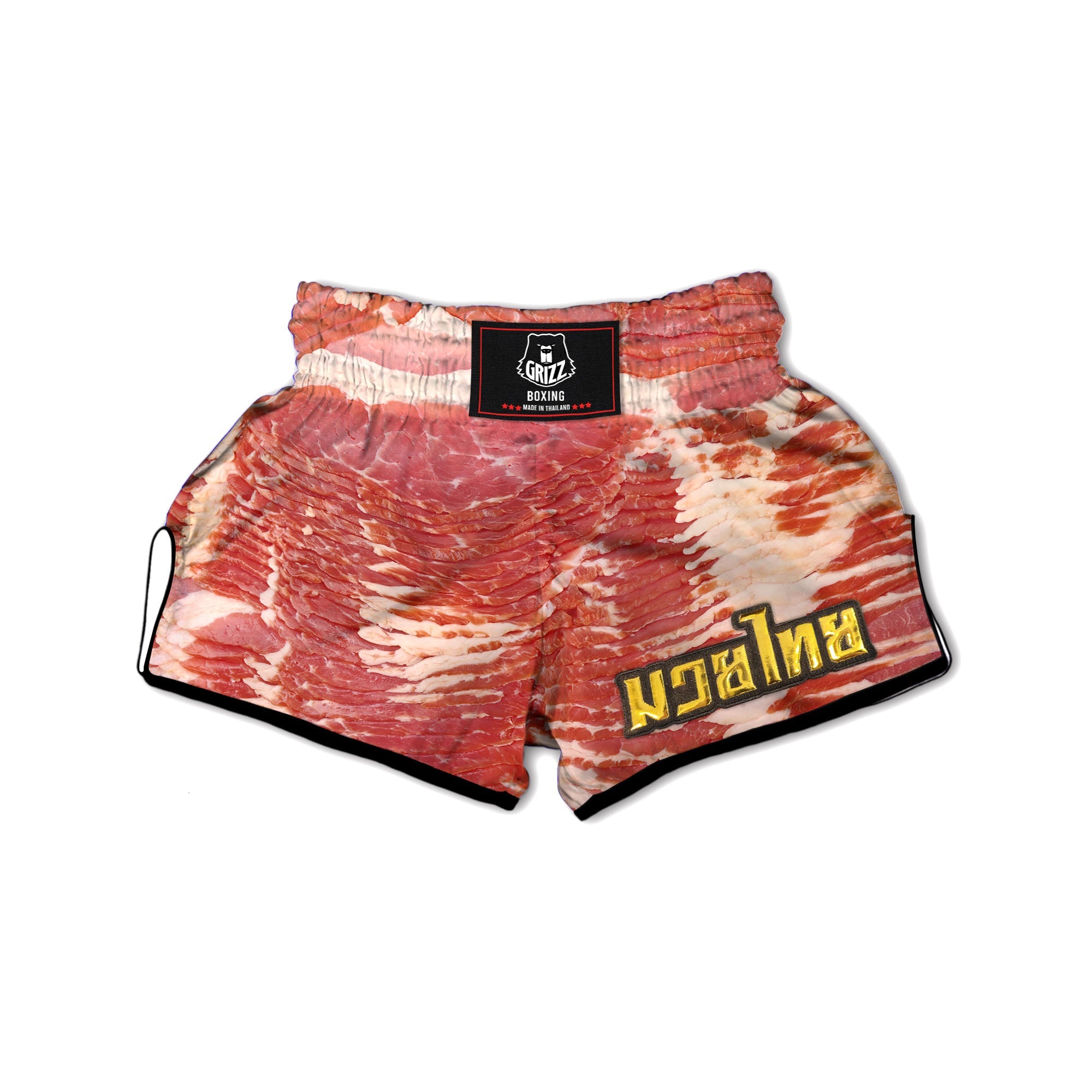 Raw Bacon Print Muay Thai Boxing Shorts-grizzshop