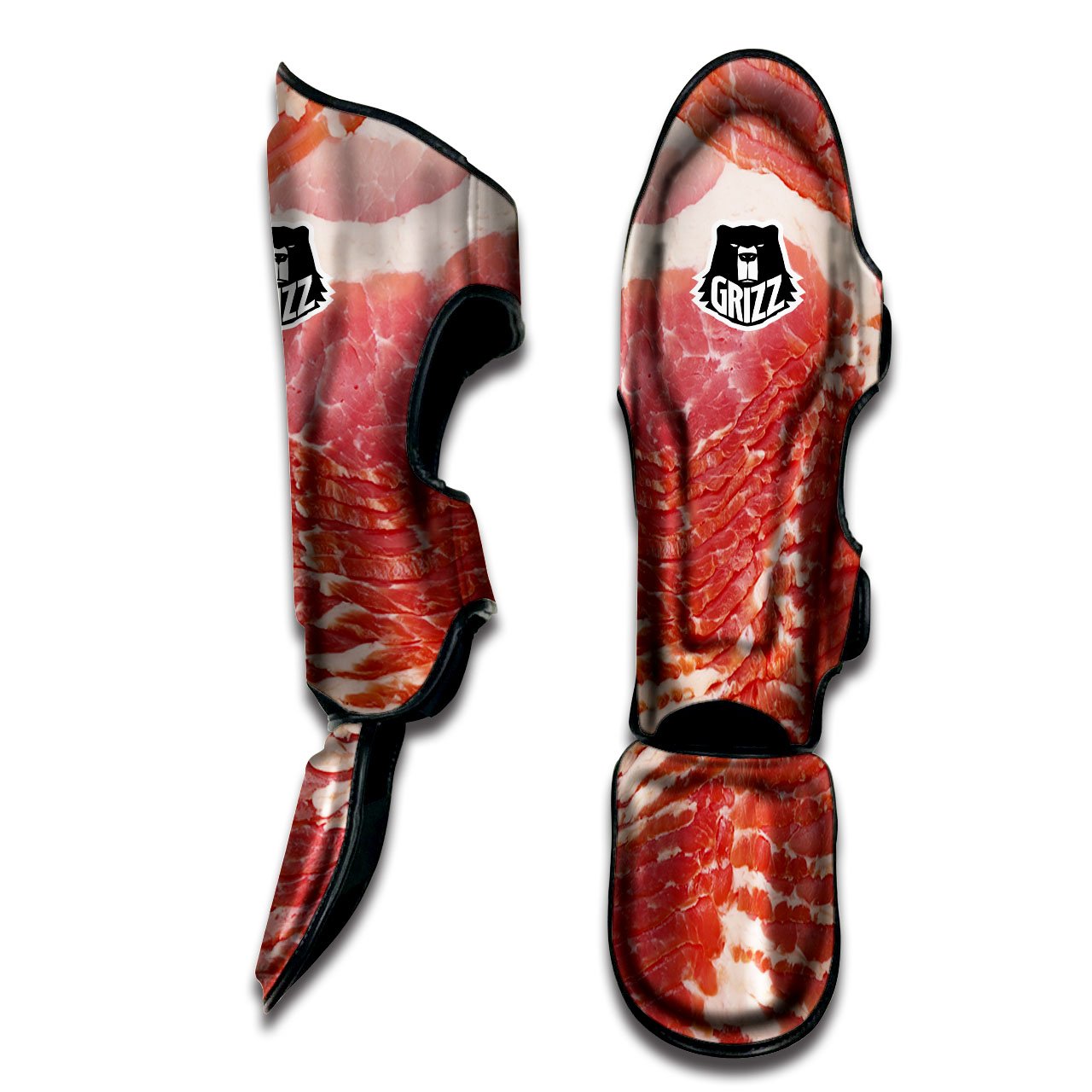 Raw Bacon Print Muay Thai Shin Guards-grizzshop