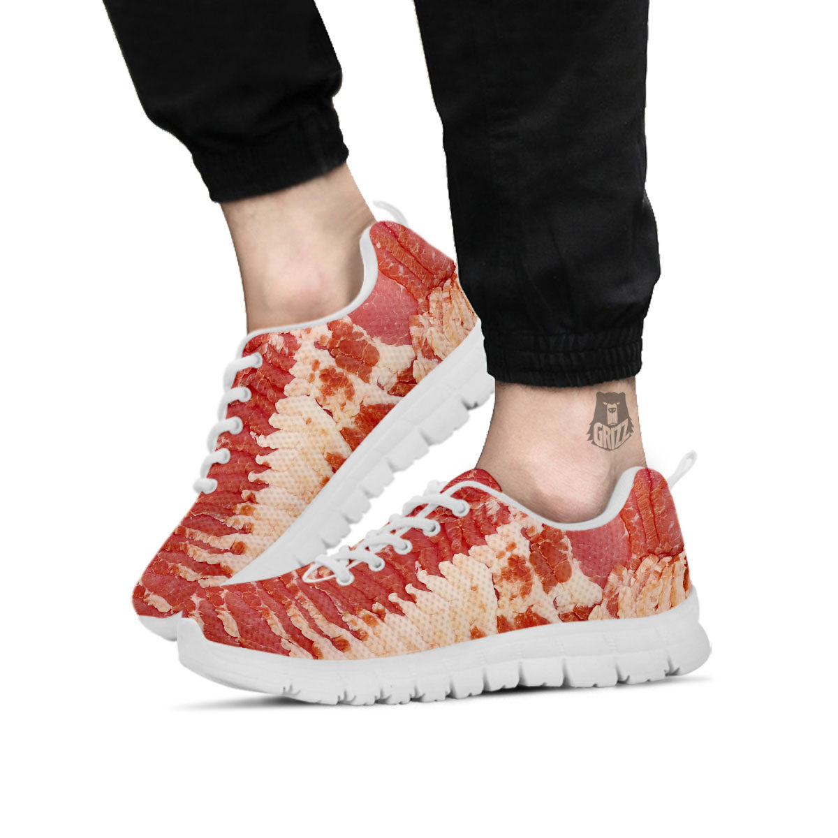 Raw Bacon Print White Sneaker-grizzshop