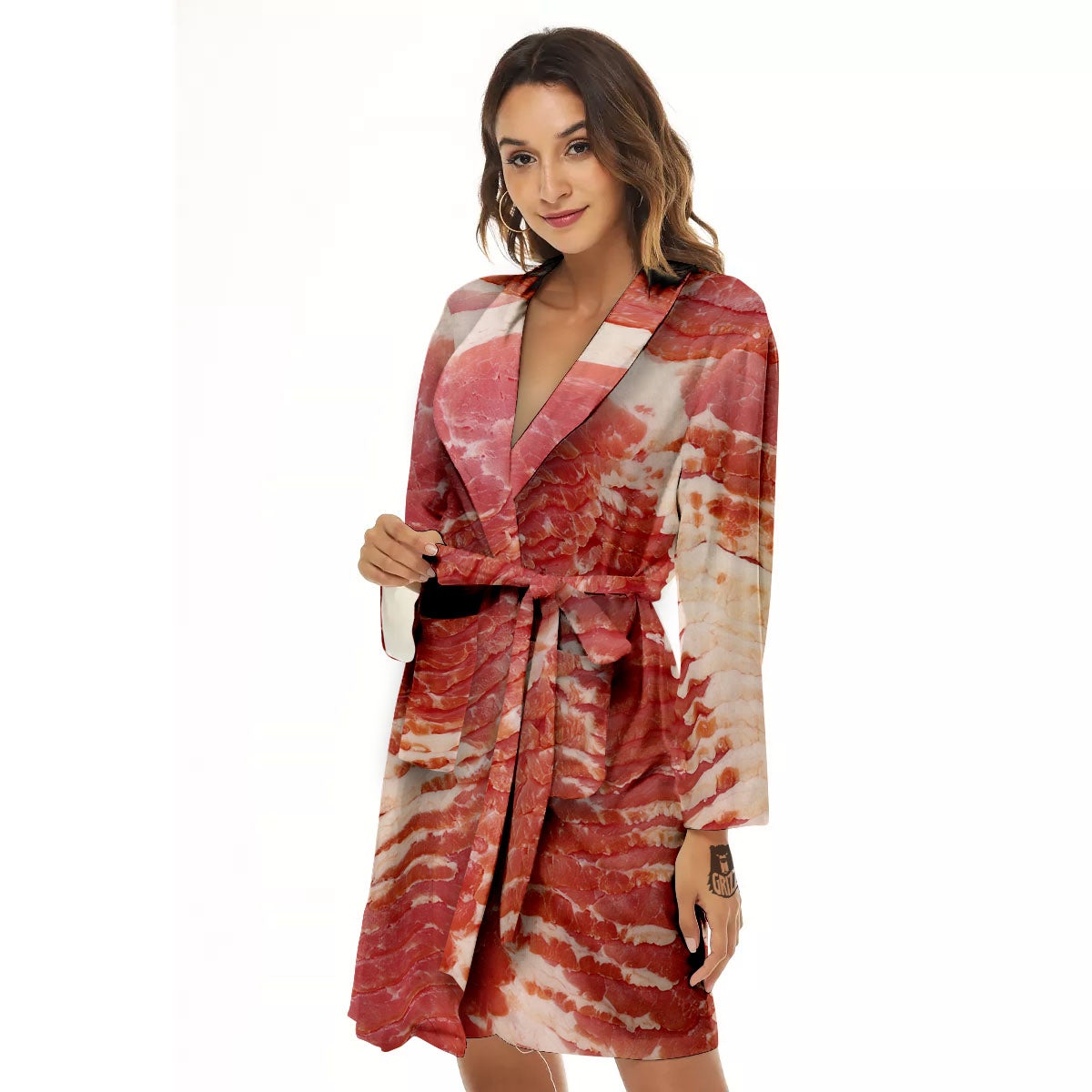 Raw Bacon Print Women's Robe-grizzshop