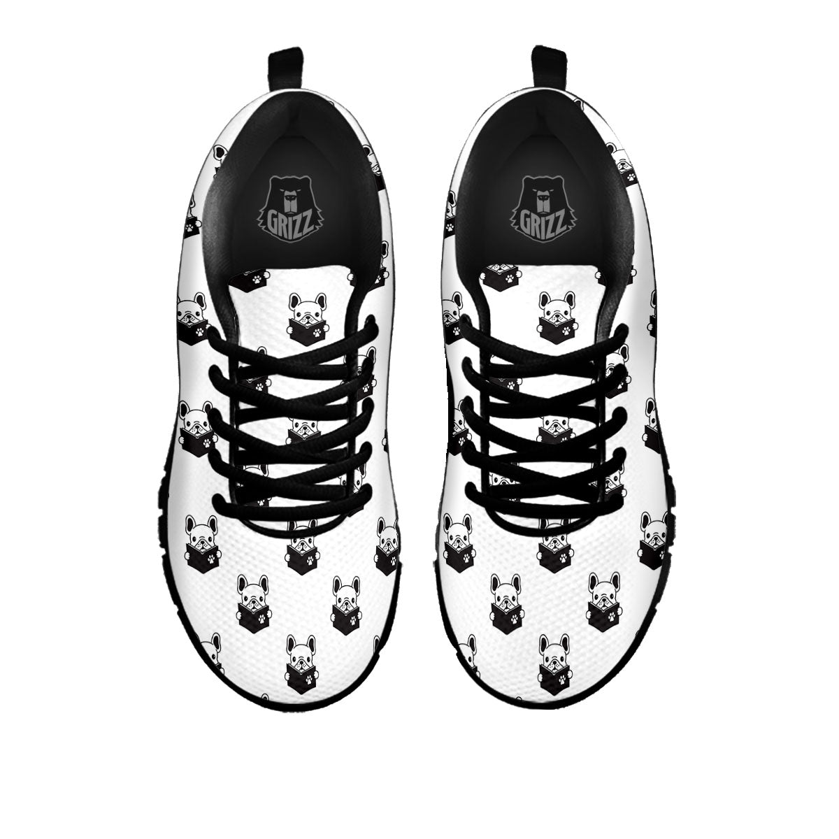 Reading Book French Bulldog Print Black Sneaker-grizzshop