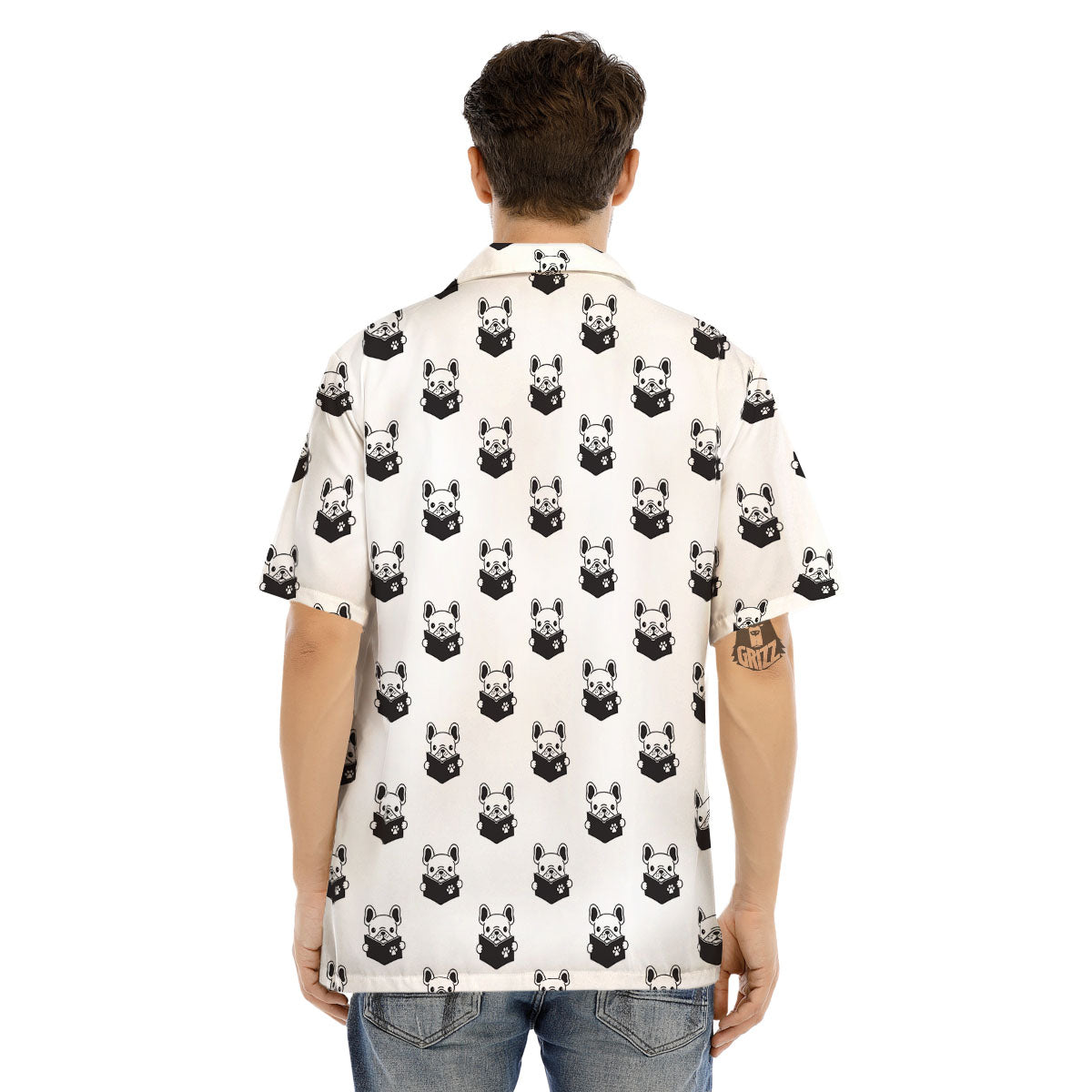 Reading Book French Bulldog Print Men's Hawaiian Shirt-grizzshop