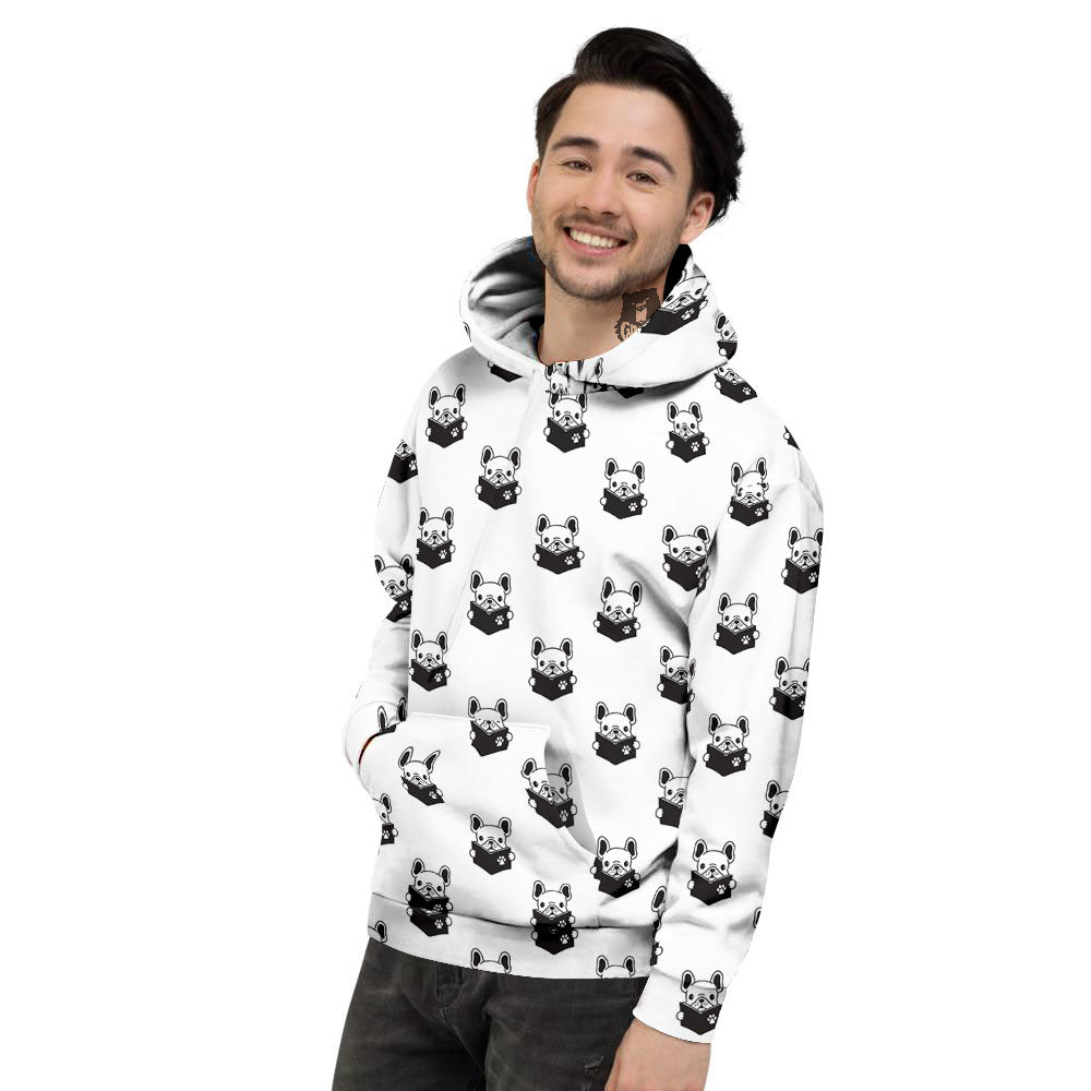 Reading Book French Bulldog Print Men's Hoodie-grizzshop