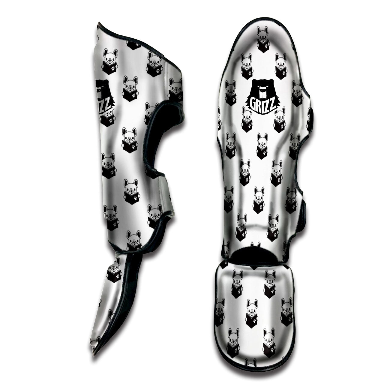 Reading Book French Bulldog Print Muay Thai Shin Guards-grizzshop