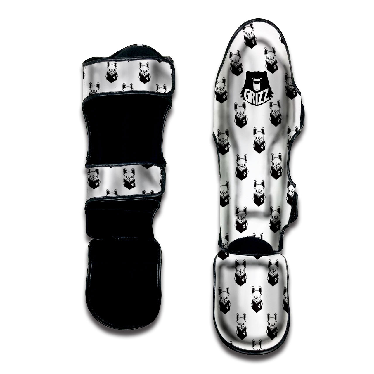 Reading Book French Bulldog Print Muay Thai Shin Guards-grizzshop