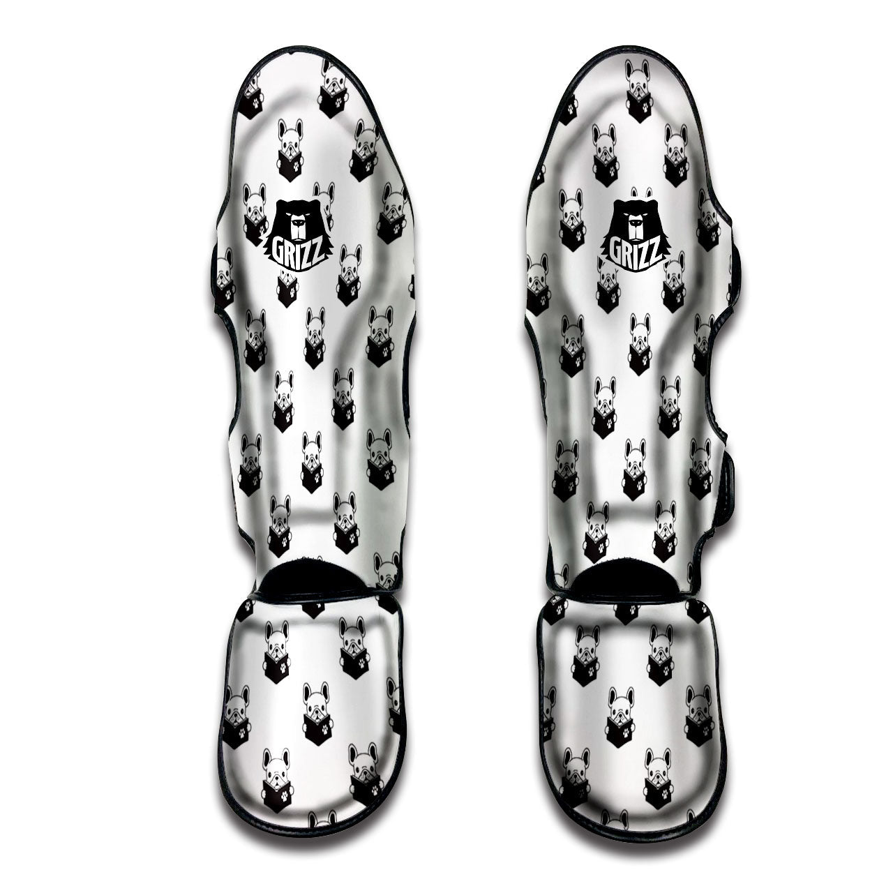 Reading Book French Bulldog Print Muay Thai Shin Guards-grizzshop