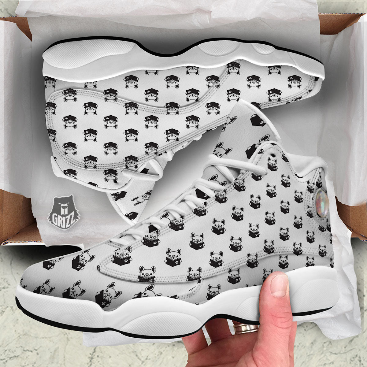 Reading Book French Bulldog Print White Basketball Shoes-grizzshop