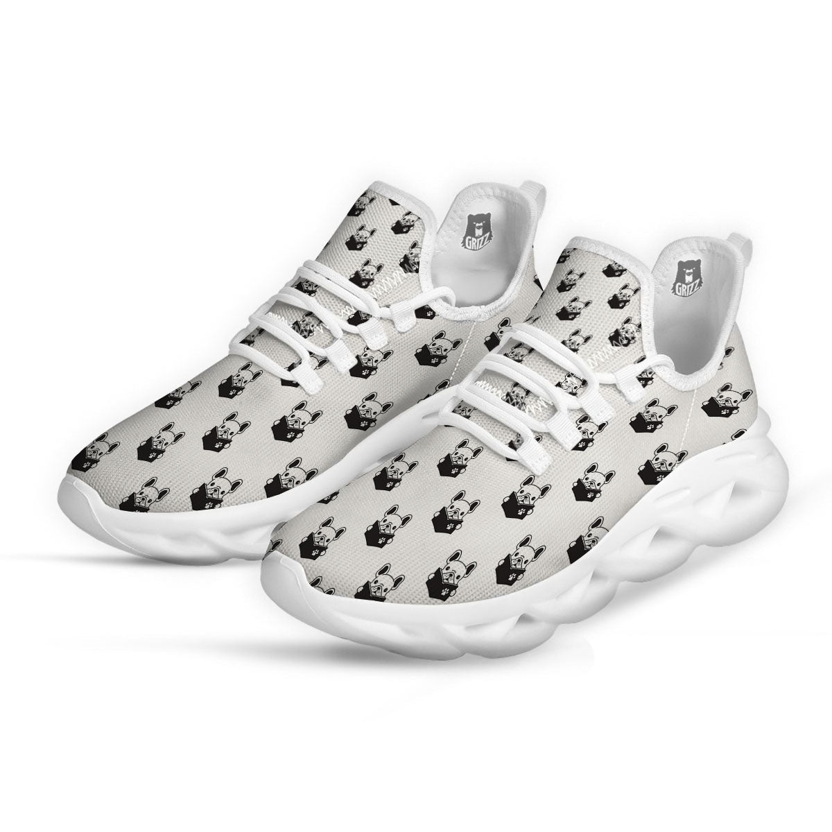 Reading Book French Bulldog Print White Running Shoes-grizzshop