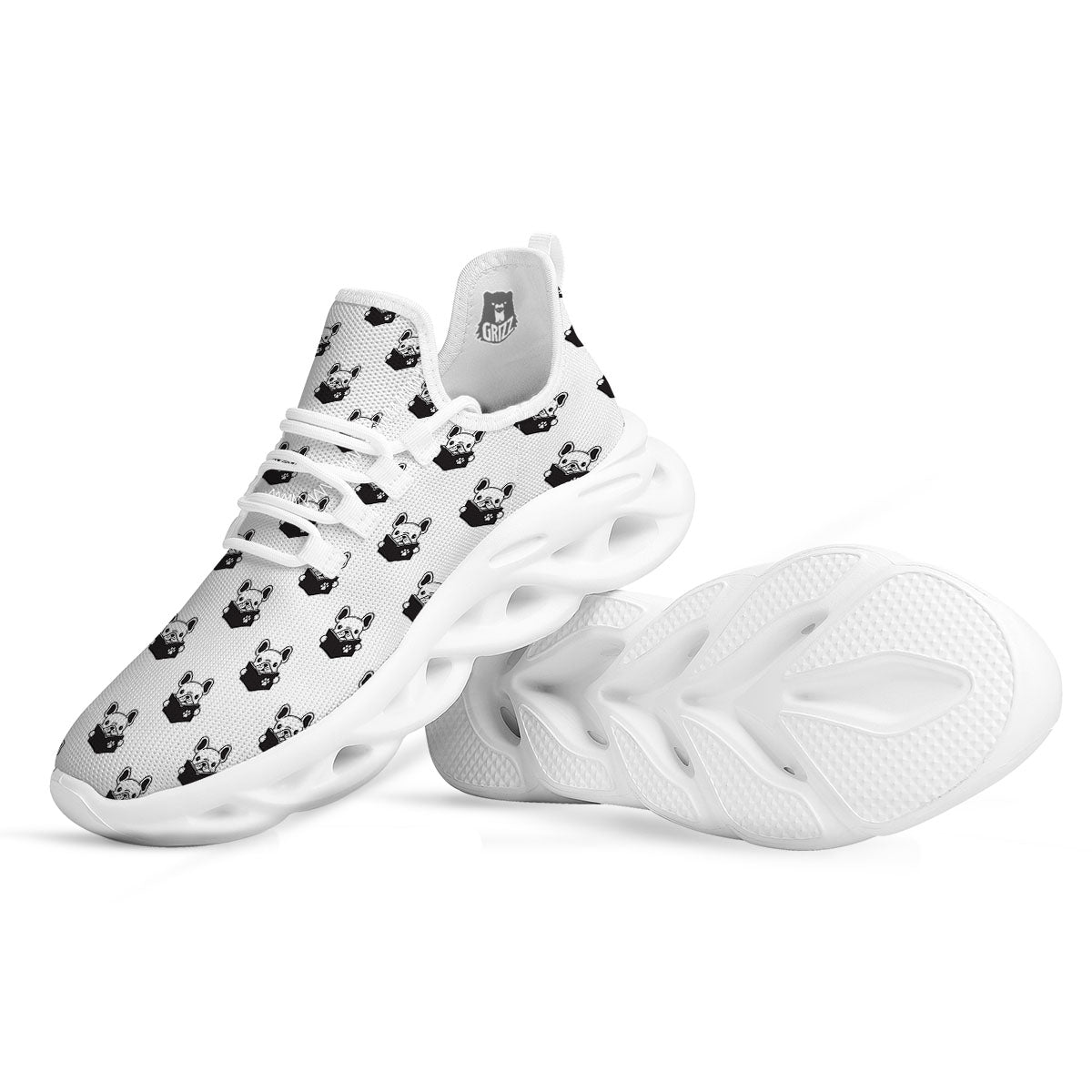 Reading Book French Bulldog Print White Running Shoes-grizzshop