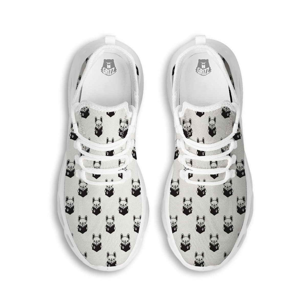 Reading Book French Bulldog Print White Running Shoes-grizzshop