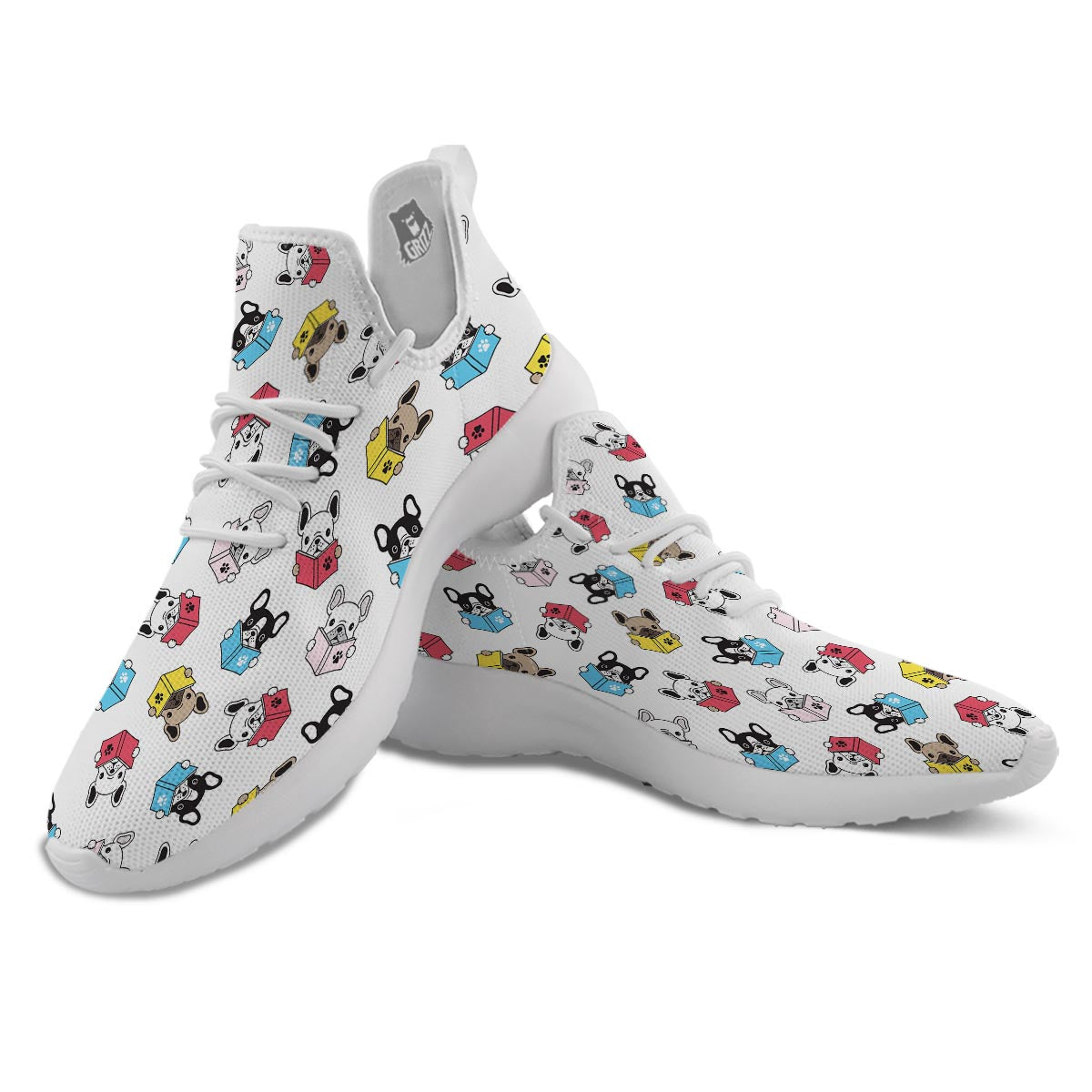 Reading Book Polar Bear Print Pattern White Athletic Shoes-grizzshop