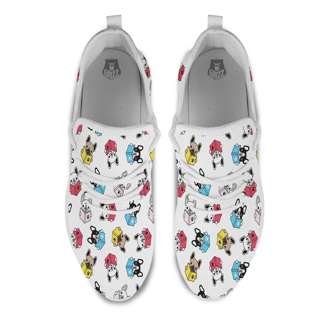 Reading Book Polar Bear Print Pattern White Athletic Shoes-grizzshop