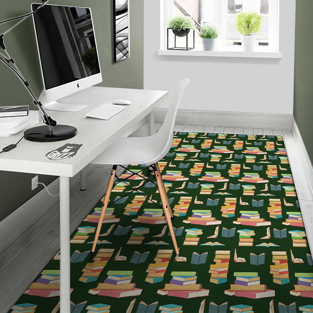 Reading Books Pile Print Pattern Floor Mat-grizzshop