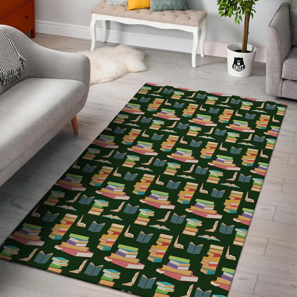 Reading Books Pile Print Pattern Floor Mat-grizzshop