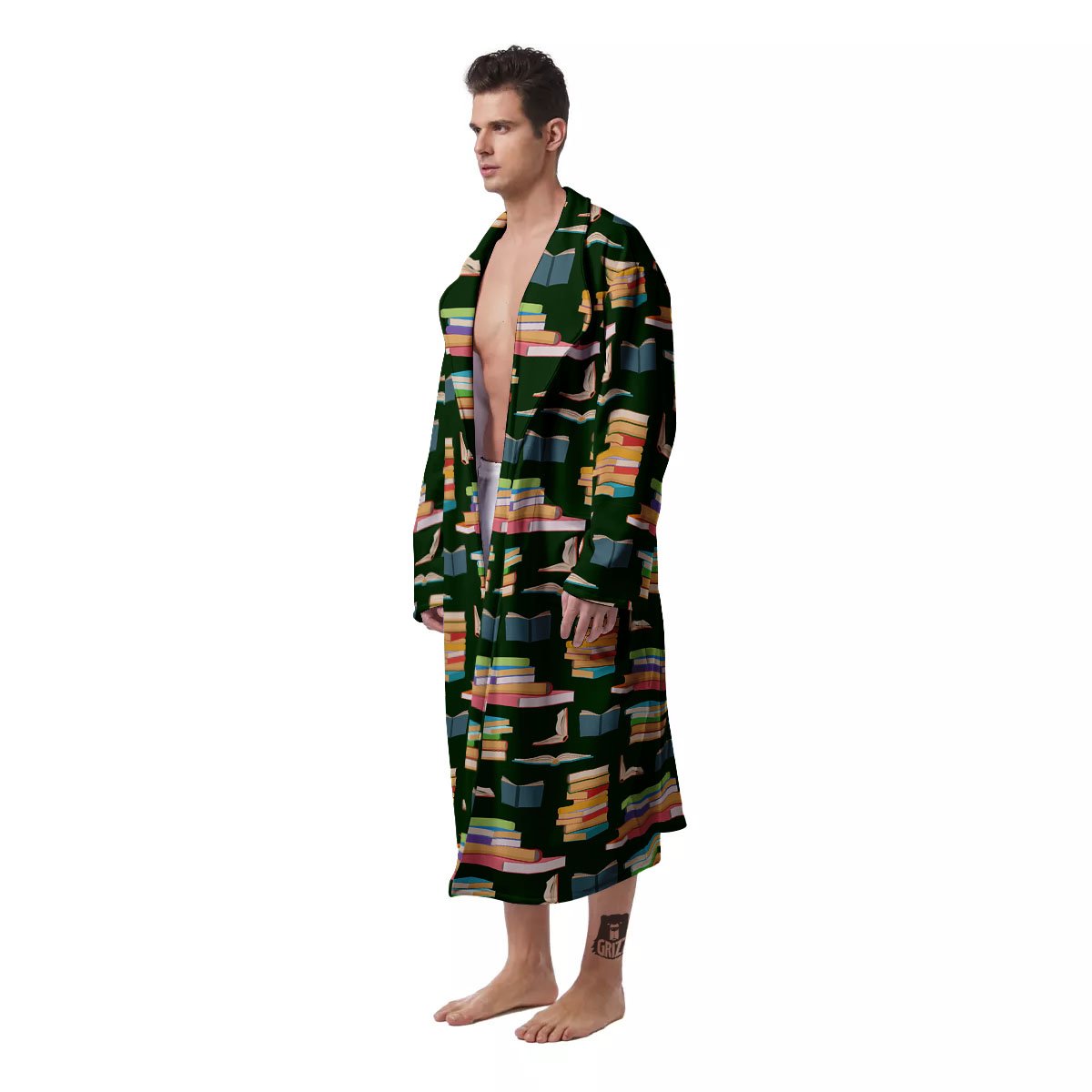 Reading Books Pile Print Pattern Men's Robe-grizzshop