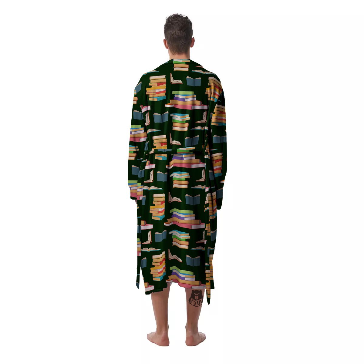 Reading Books Pile Print Pattern Men's Robe-grizzshop