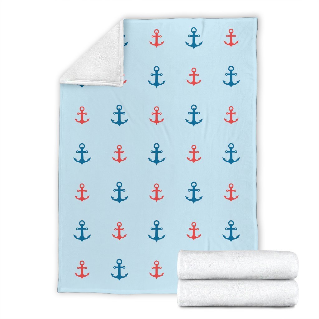 Red Anchor Nautical Pattern Print Blanket-grizzshop