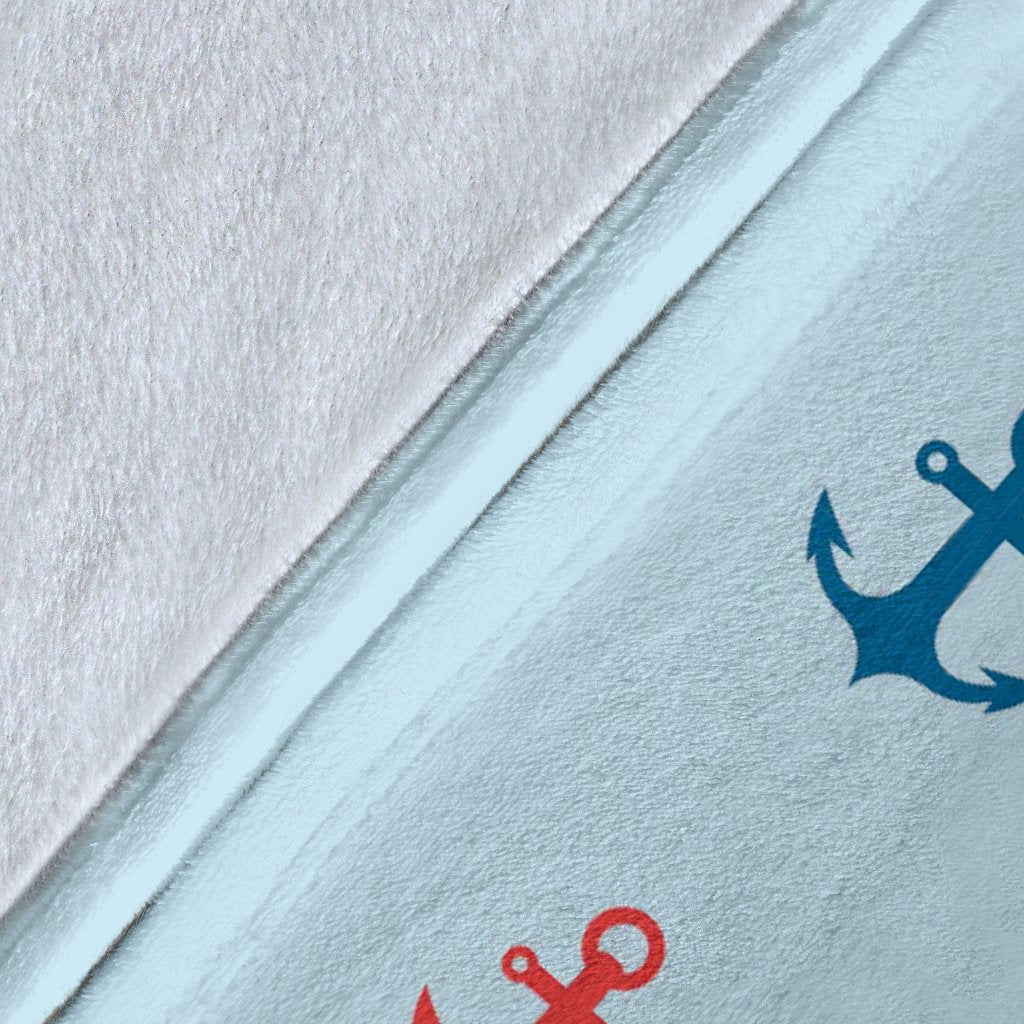 Red Anchor Nautical Pattern Print Blanket-grizzshop