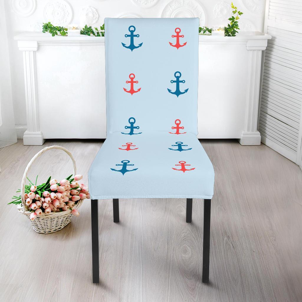 Red Anchor Nautical Pattern Print Chair Cover-grizzshop